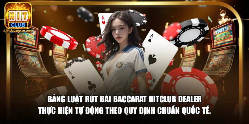 Bảng luật rút bài baccarat HitClub dealer thực hiện tự động theo quy định chuẩn quốc tế.